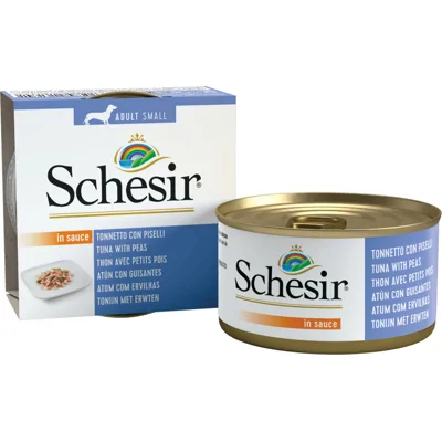 14x Schesir Hondenvoer Tonijn Erwten in Saus 85 gr