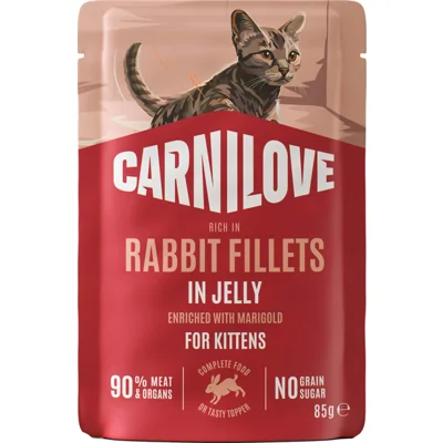 Carnilove Pouch Jelly Kitten - Konijn verrijkt met Goudsbloem - 24 x 85 g