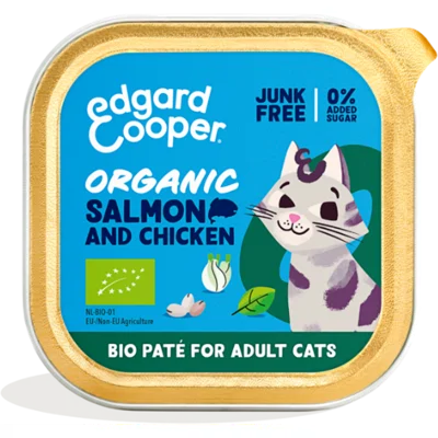 Edgard & Cooper biologisch zalm en kip paté kat natvoer kuipjes 16 x 85gr