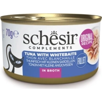 Schesir Tonijn met kleine Ansjovissen in Bouillon natvoer kat 70 gram