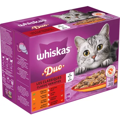 Whiskas 1+ Duo Classic Variaties in gelei multipack (12 x 85 g) 1 verpakking (12 x 85 g)