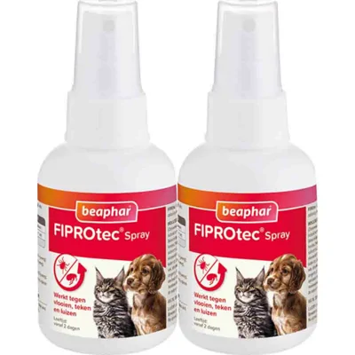 2x Beaphar Fiprotec Anti Vlooien en Teken Spray Hond en Kat 100 ml