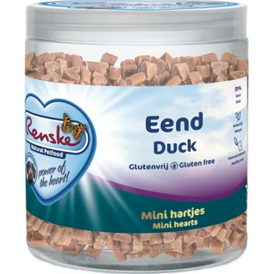 6x Renske Gezonde Beloning Mini Hartjes Hondensnack Eend 300 gr