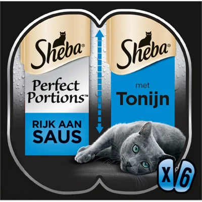 8x Sheba Perfect Portions Kattenvoer Natvoer Tonijn in Saus 3 x 2 stuks