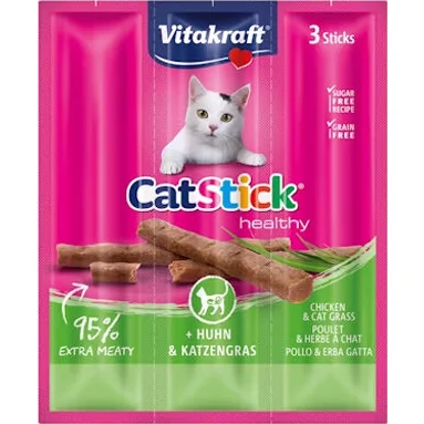 Vitakraft Cat Stick Mini - Kip & Kattengras - 8 + 2 gratis