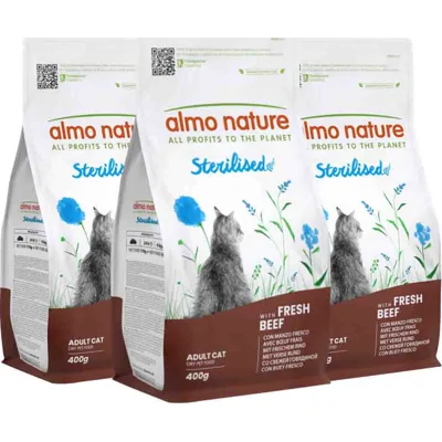 3x Almo Nature Kattenvoer Droog Sterilised Rund 400 gr