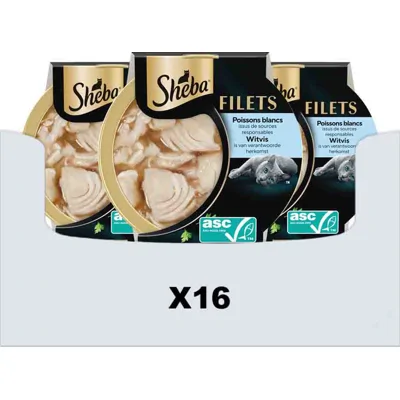 16x Sheba Kattenvoer Nat Filets in Saus Witvis 60gr