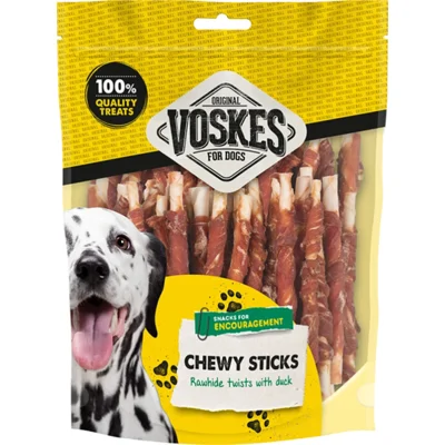10x Voskes Hondensnack Runderhuid Sticks Eend 100 stuks