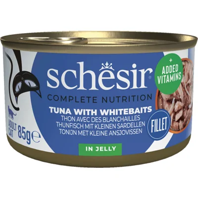 12x Schesir Kattenvoer Tonijn en Witvis in Gelei 85 gr
