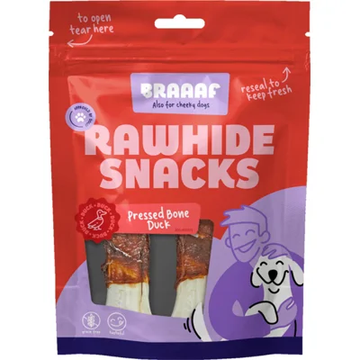 3x Braaaf Geperst Bot Hondensnack Eend 12,5 cm 130 gr