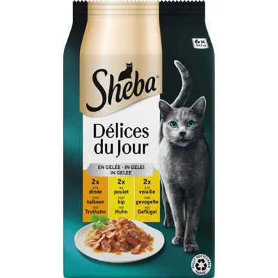 Sheba Délices du Jour in Gelei - Kalkoen, Kip en Gevogelte