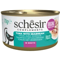 12x Schesir Kattenvoer Tonijn en Zeebrasem in Boullion 70 gr