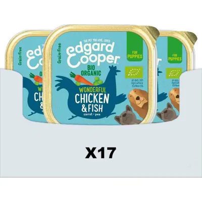 17x Edgard&Cooper Kuipje Vers Vlees Puppy Hondenvoer Bio Kip - Vis 100 gr