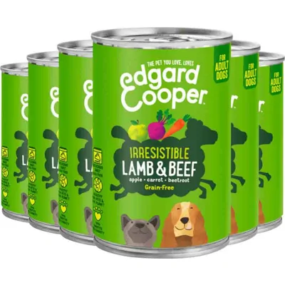 6x Edgard&Cooper Blik Vers Vlees Hondenvoer Lam - Rund 400 gr