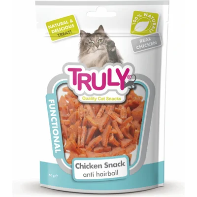 20x Truly Cat Snacks Anti-Haarbal met Kip 50 gr