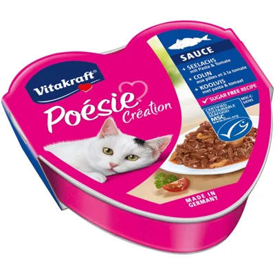 Vitakraft Poésie Creation - Koolvis, pasta & tomaat in saus - 15 x 85 g