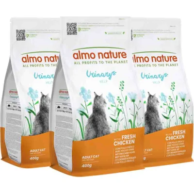 3x Almo Nature Kattenvoer Droog Urinary Help Kip 400 gr