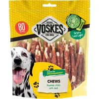 10x Voskes Hondensnacks Original Runderhuid Sticks Eend 80 stuks
