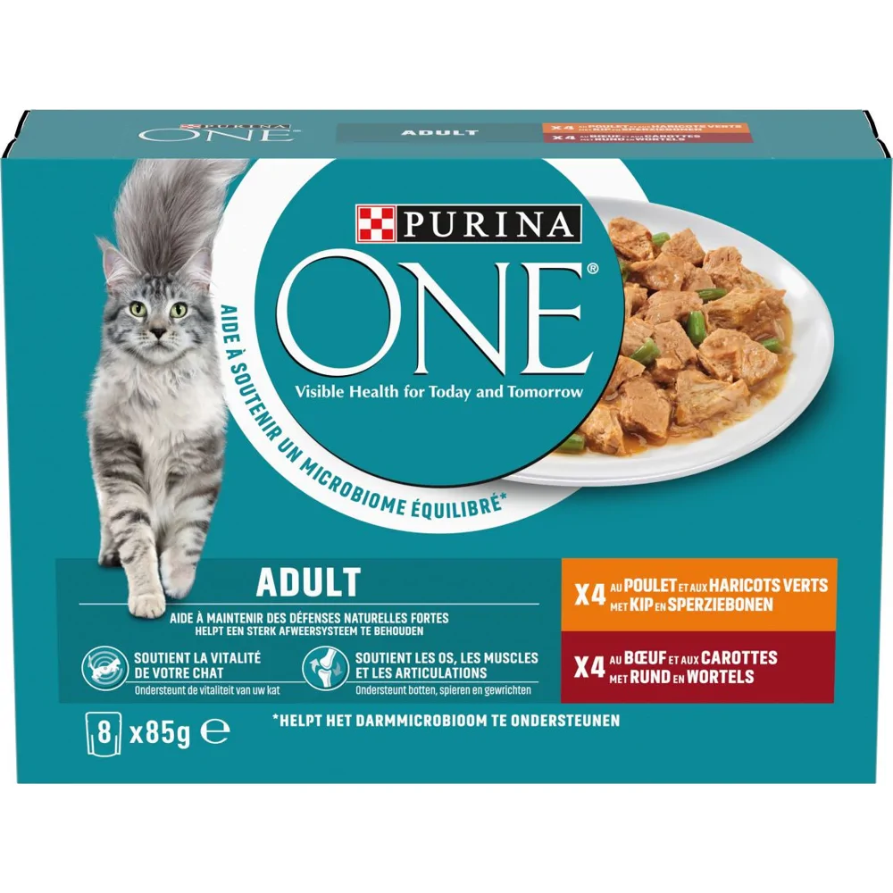 Purina One Adult Malse Reepjes in Gelei kattenvoer nat 8 x 85gr