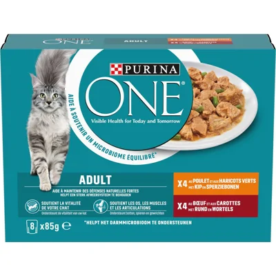 Purina One Adult Malse Reepjes in Gelei kattenvoer nat 8 x 85gr