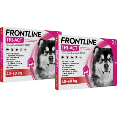2x Frontline Tri-Act Anti Vlooien en Teken Druppels XL 3 pipetten