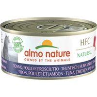 48x Almo Nature HFC Natural Kattenvoer Nat Blik Tonijn, Kip&Ham 150 gr