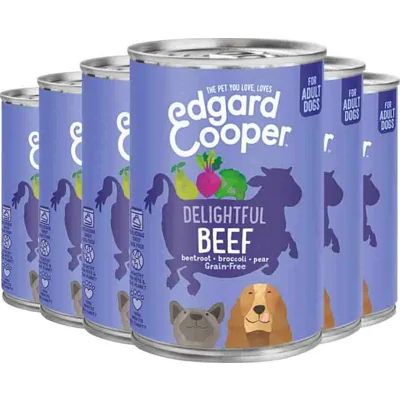6x Edgard&Cooper Blik Vers Vlees Hondenvoer Rund 400 gr
