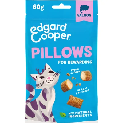 8x Edgard&Cooper Adult Pillows Kattensnack Zalm 60 gr