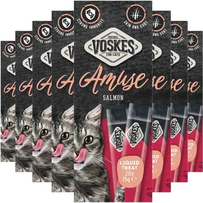 8x Voskes Kattensnack Liquid Treat Zalm 20x15 gr
