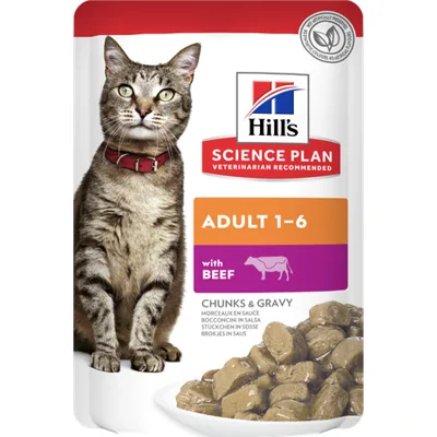 Hill's Adult nat kattenvoer met rund maaltijdzakje multipack 1 doos (12 x 85 g)