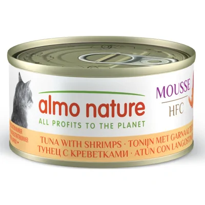 24x Almo Nature HFC Natural Kattenvoer Nat Tonijn & Garnaaltjes 70 gr