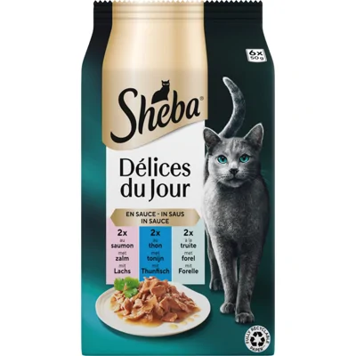 Sheba Délices du Jour in Saus- Zalm, Tonijn en Forel