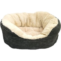 Rosewood hondenmand ovaal jumbo cord pluche grijs / creme 81,5 cm