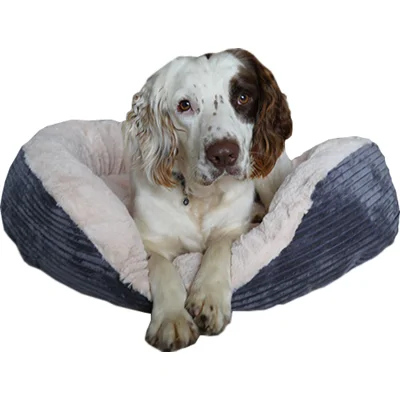 Rosewood hondenmand ovaal jumbo cord pluche grijs / creme 81,5 cm