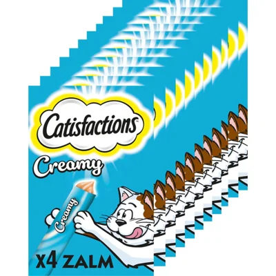 11x Catisfactions Kattensnack Zalm Creamy 4 x 10 gr