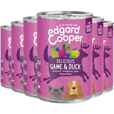 6x Edgard&Cooper Blik Vers Vlees Hondenvoer Wild - Eend 400 gr