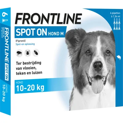 Frontline Spot On Hond Medium Anti vlooien en tekenmiddel - 10 - 20 kilo 3 pipetten