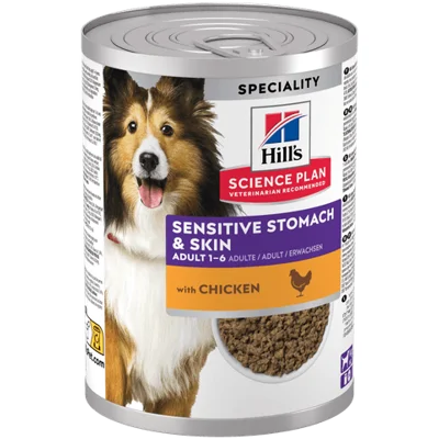 Hill's Science Plan Sensitive Stomach & Skin Adult Hond natvoer met kip 12 x 370 gram