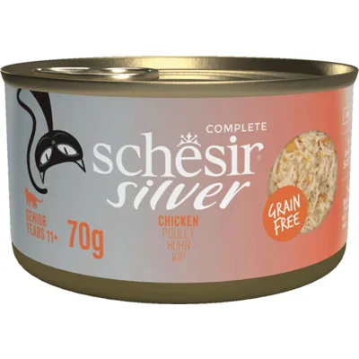 12x Schesir Silver Cat Bouillon Kip 70 gr