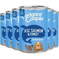6x Edgard&Cooper Blik Vers Vlees Hondenvoer Zalm - Kalkoen 400 gr