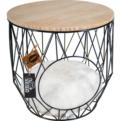 Duvo+ caviar metalen mand met tafelblad zwart 33x33x39cm