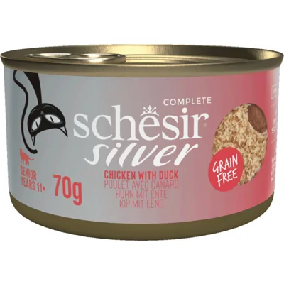12x Schesir Silver Cat Bouillon Kip&Eend 70 gr