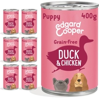 6x Edgard&Cooper Blik Vers Vlees Puppy Hondenvoer Eend - Kip 400 gr