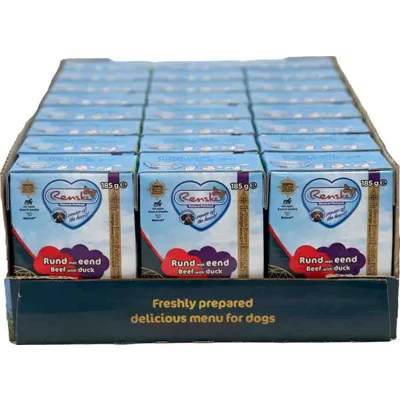 24x Renske Vers Tetra Hondenvoer Nat Rund met Eend 185 gr