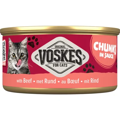 24x Voskes Kattenvoer Nat Chunks Saus Rund 85 gr