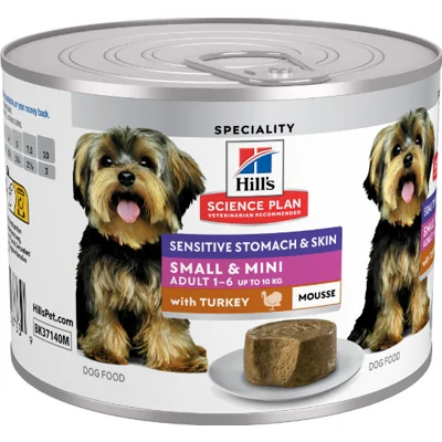 Hill's Science Plan Sensitive Stomach & Skin Small & Mini Adult Mousse hondenvoer met Kalkoen 12 x 200 gram