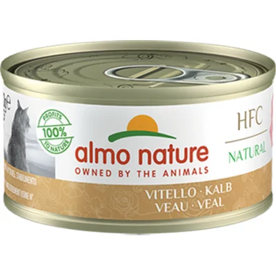 48x Almo Nature HFC Natural Kattenvoer Nat Blikje Kalfsvlees 70 gr