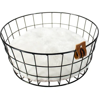 Duvo+ caviar metalen mand rond zwart 35x35x15cm