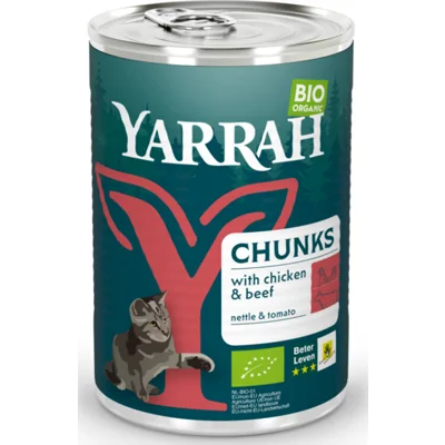 Yarrah natvoer kat blik chunks bio kip & rund 405gr