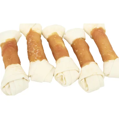 Buffelhuid knoopbeen met kip - 12,5 cm 1 x 5 stuks
